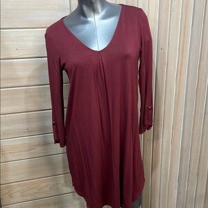 Alya Long Sleeve Dress in Burgundy